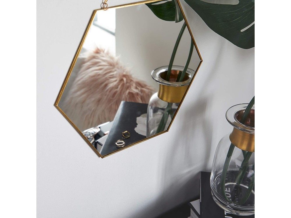 Beautify Hexagon Mirror, Hanging Wall Mirror Hexagon 30x26cm